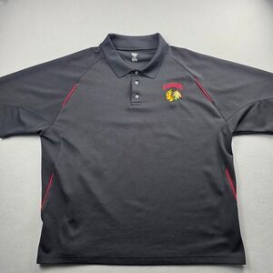 NHL Chicago Blackhawks Polo Shirt Mens 2XL Black Short Sleeve Knights Apparel